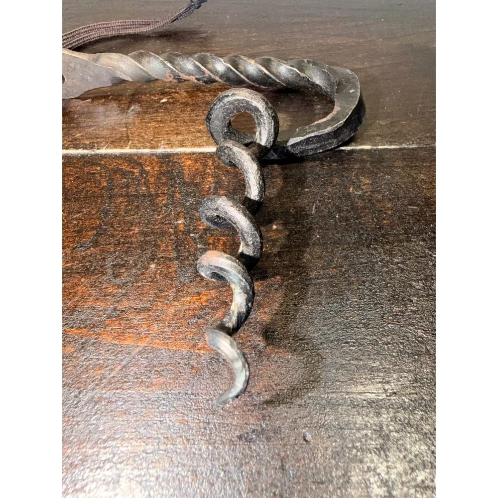 Hand Forged Wrought Iron Corkscrew Twisted Handle Rustic Wine‎ Opener